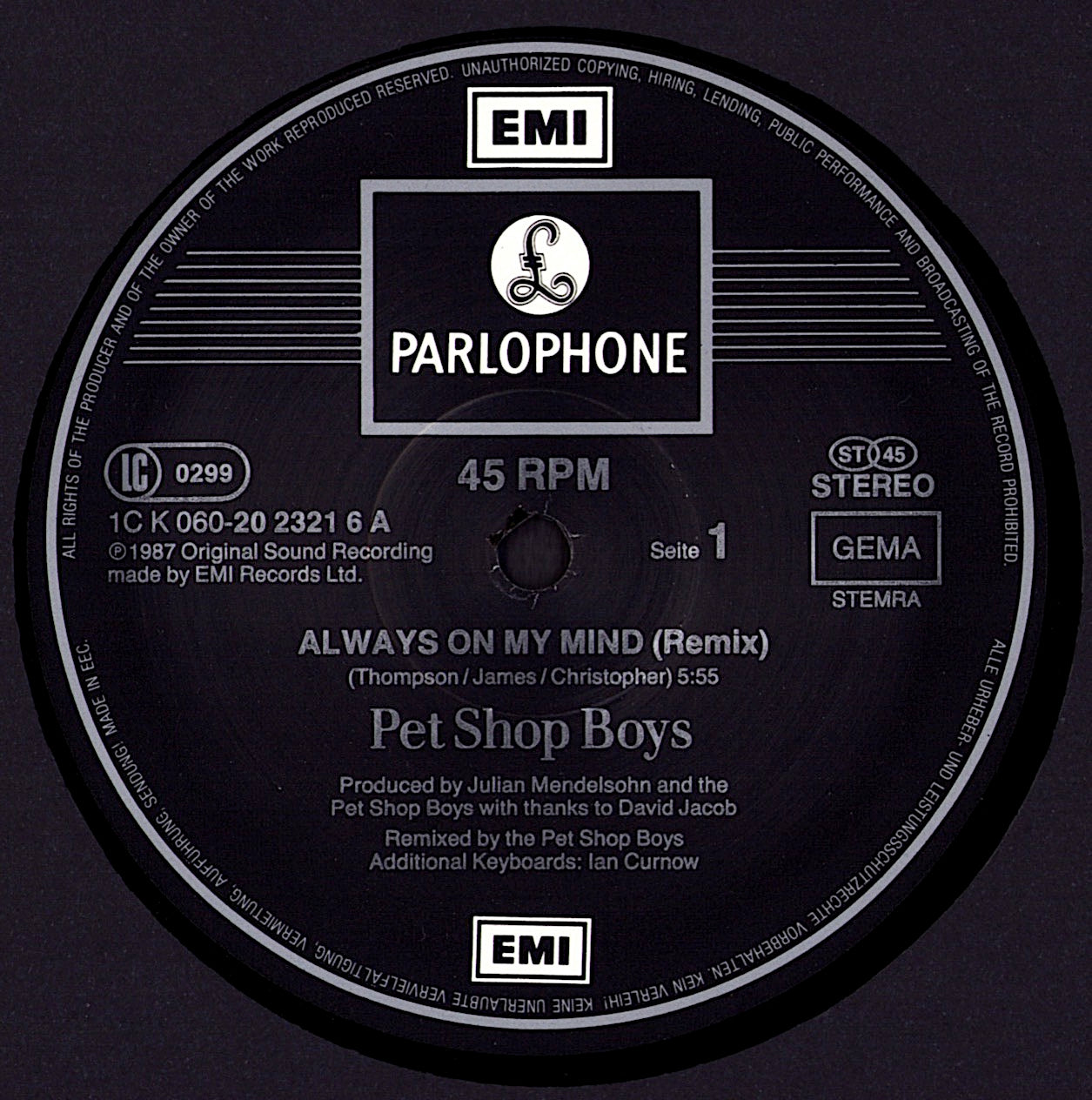Pet Shop Boys - Always On My Mind Remix Vinyl 12" Maxi-Single