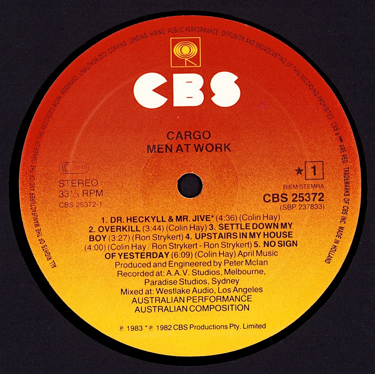 Men At Work – Cargo Vinyl LP
