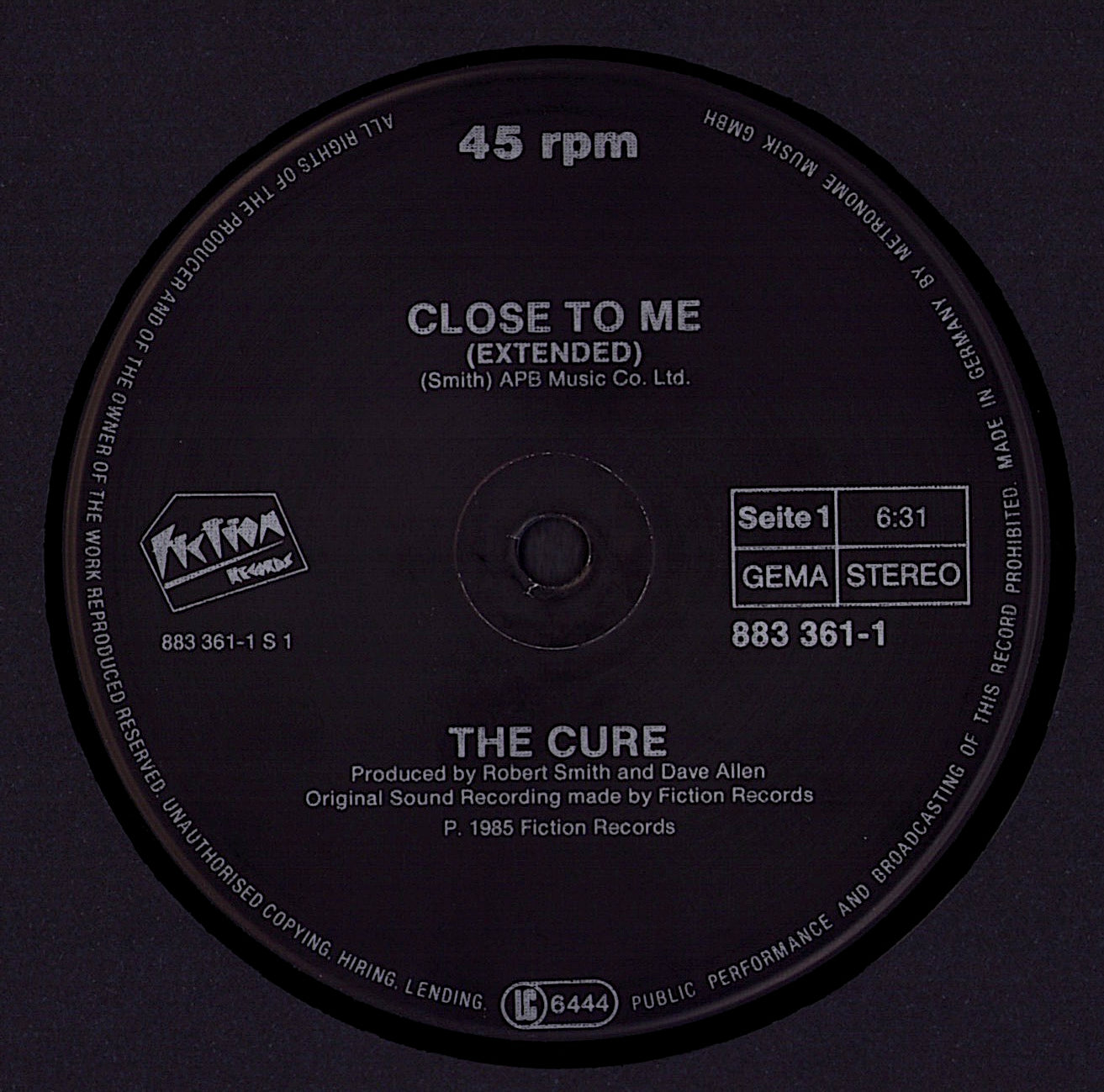 The Cure - Close To Me Vinyl 12"