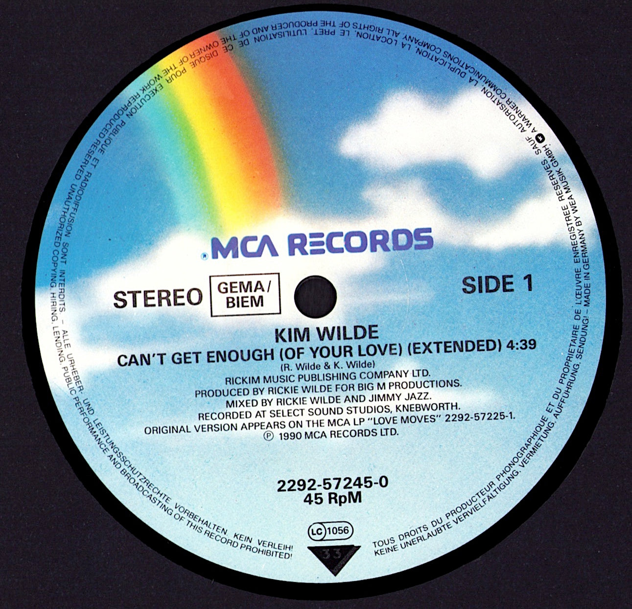 Kim Wilde – Can't Get Enough Of Your Love Extended Version Vinyl 12" Maxi-Single