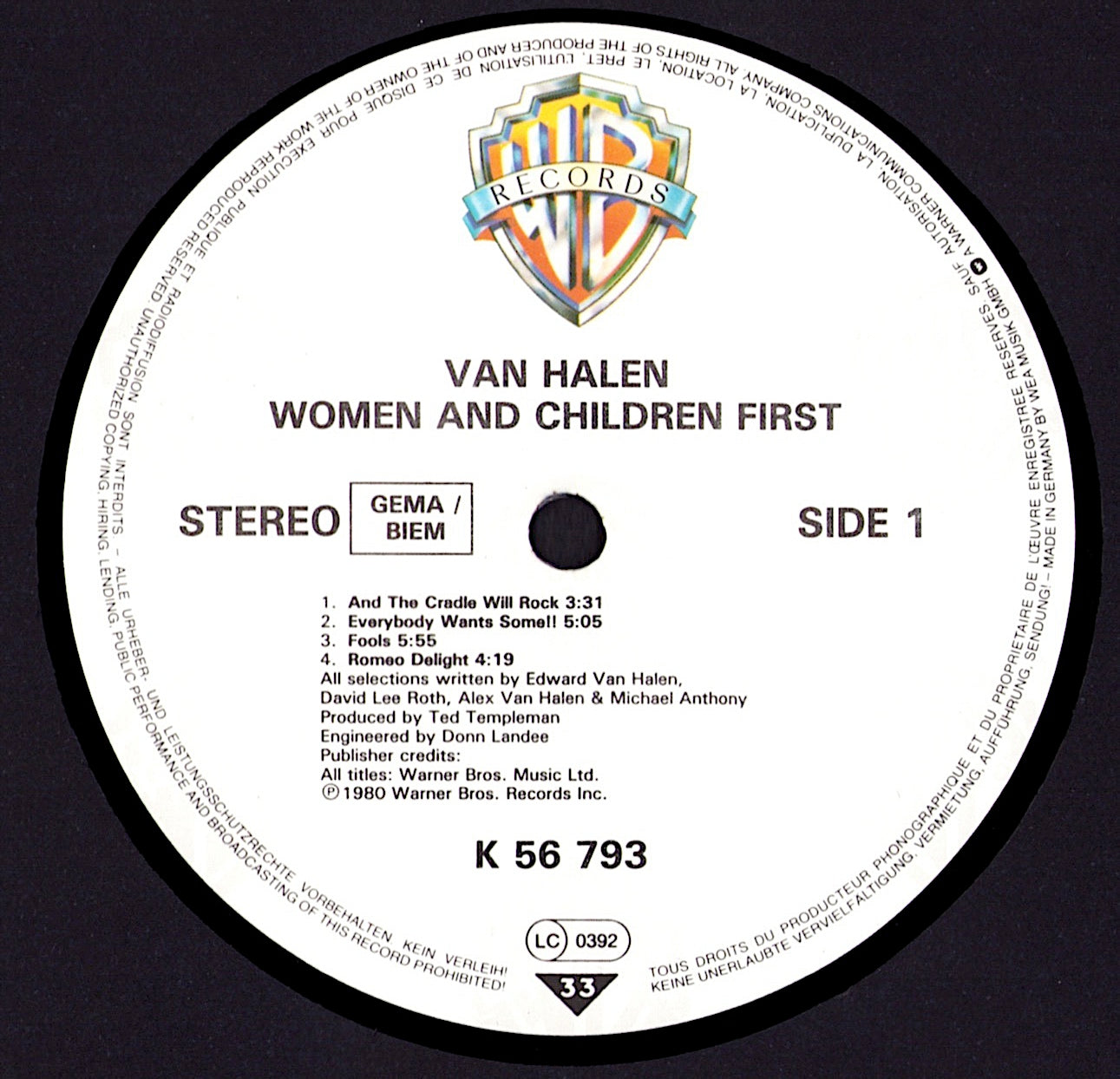 Van Halen - Women And Children First Vinyl LP + Poster