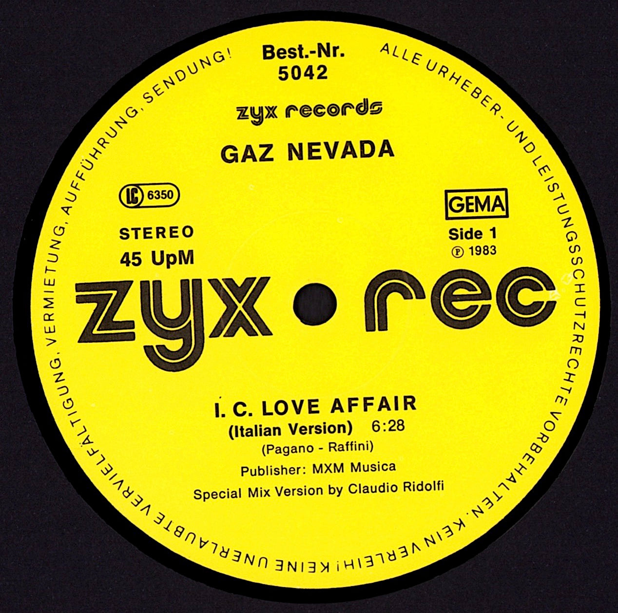 Gaz Nevada - I.C. Love Affair Vinyl 12" Maxi-Single