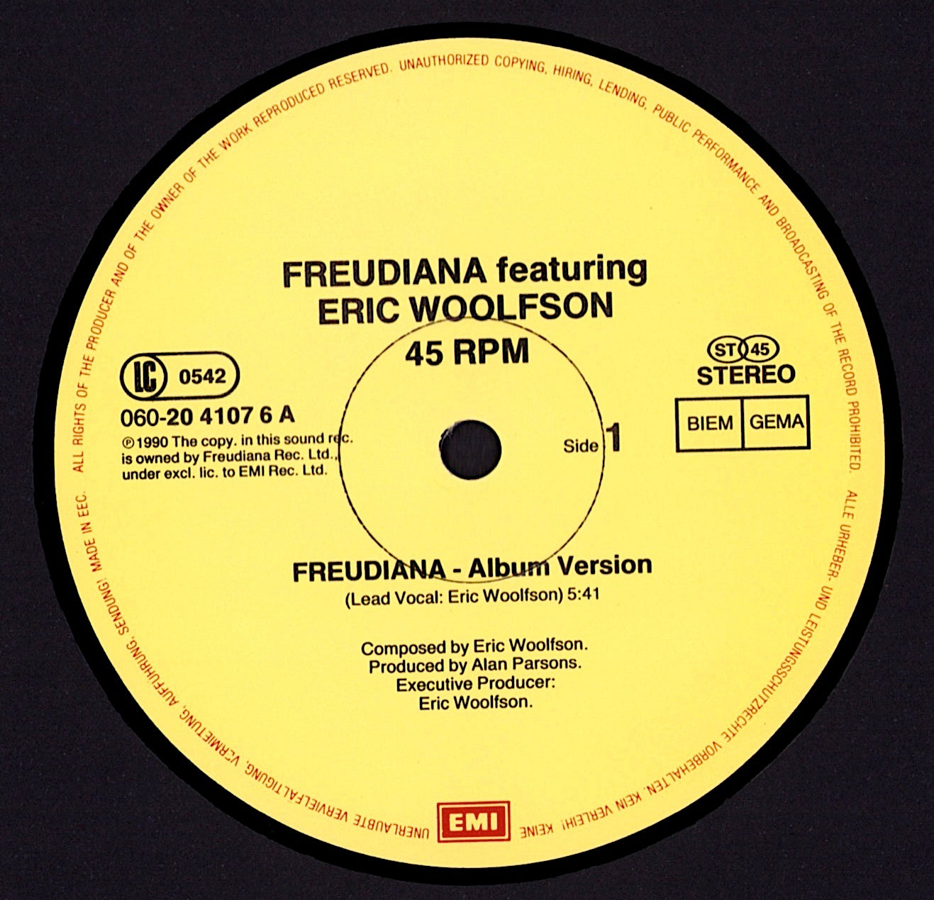 Freudiana Featuring Eric Woolfson – Freudian Vinyl 12" Maxi-Single