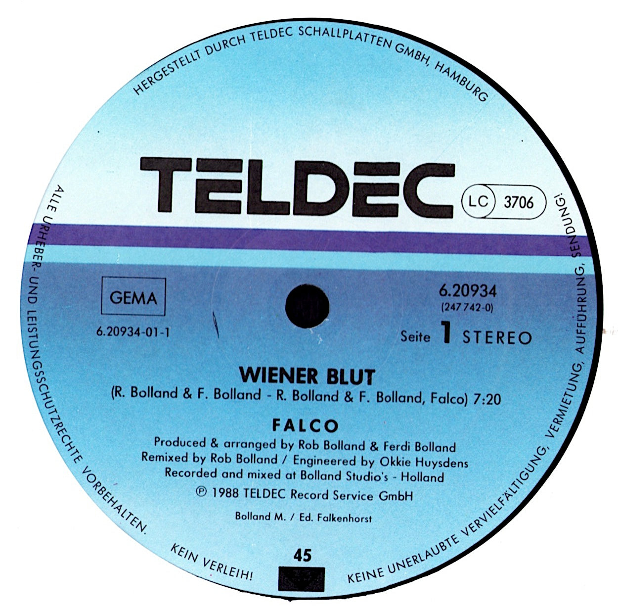 Falco - Wiener Blut Vinyl 12" Maxi-Single