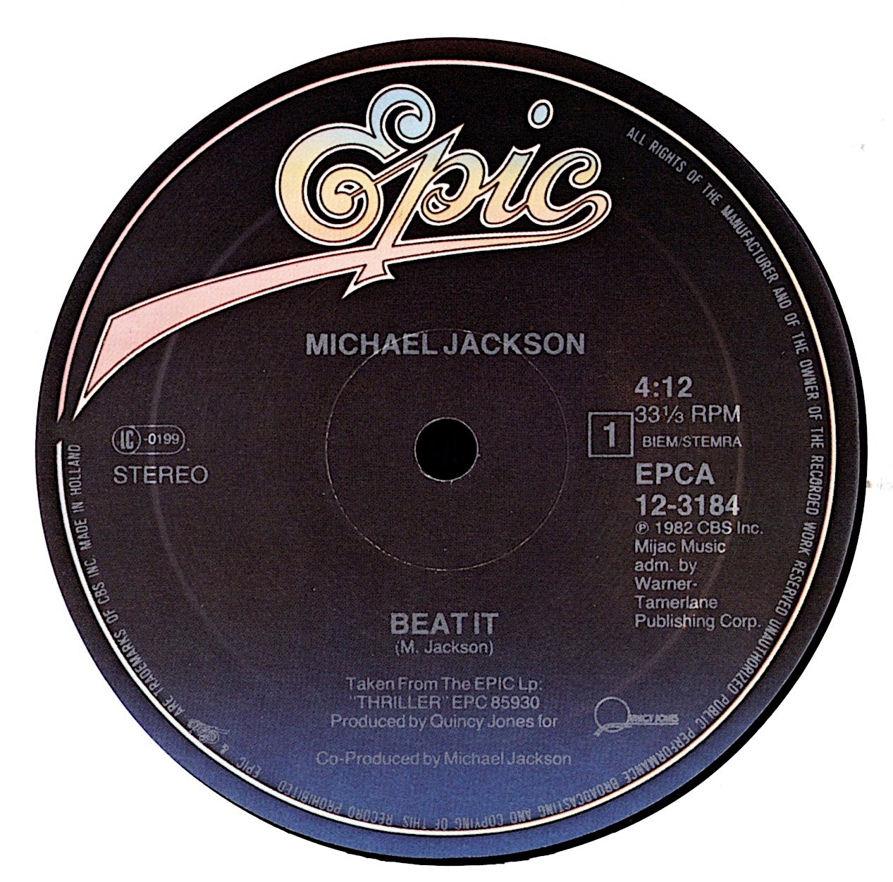 Michael Jackson – Beat It Vinyl 12" Maxi-Single