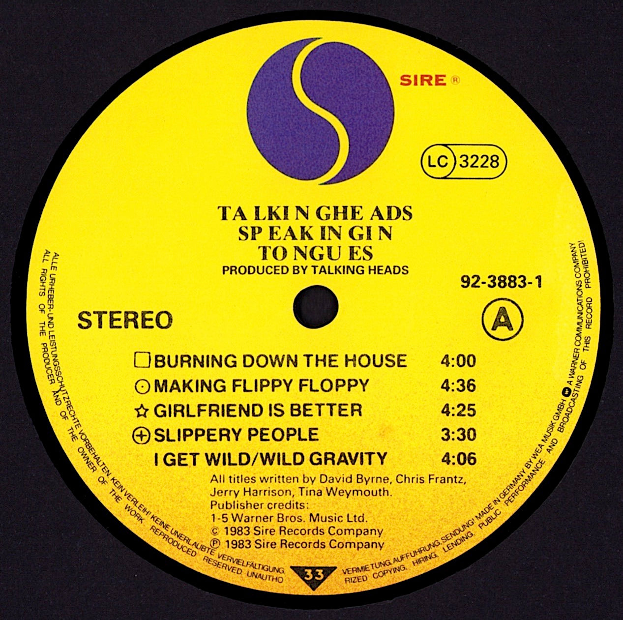 Talking Heads - Speaking In Tongues Vinyl LP