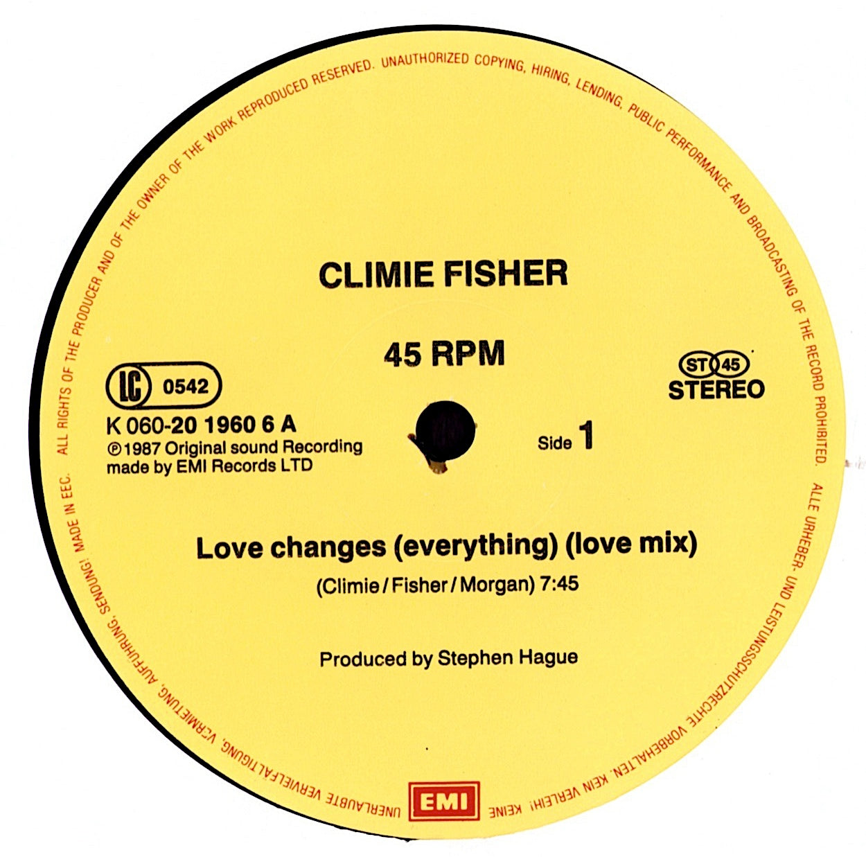 Climie Fisher – Love Changes Everything Vinyl 12" Maxi-Single
