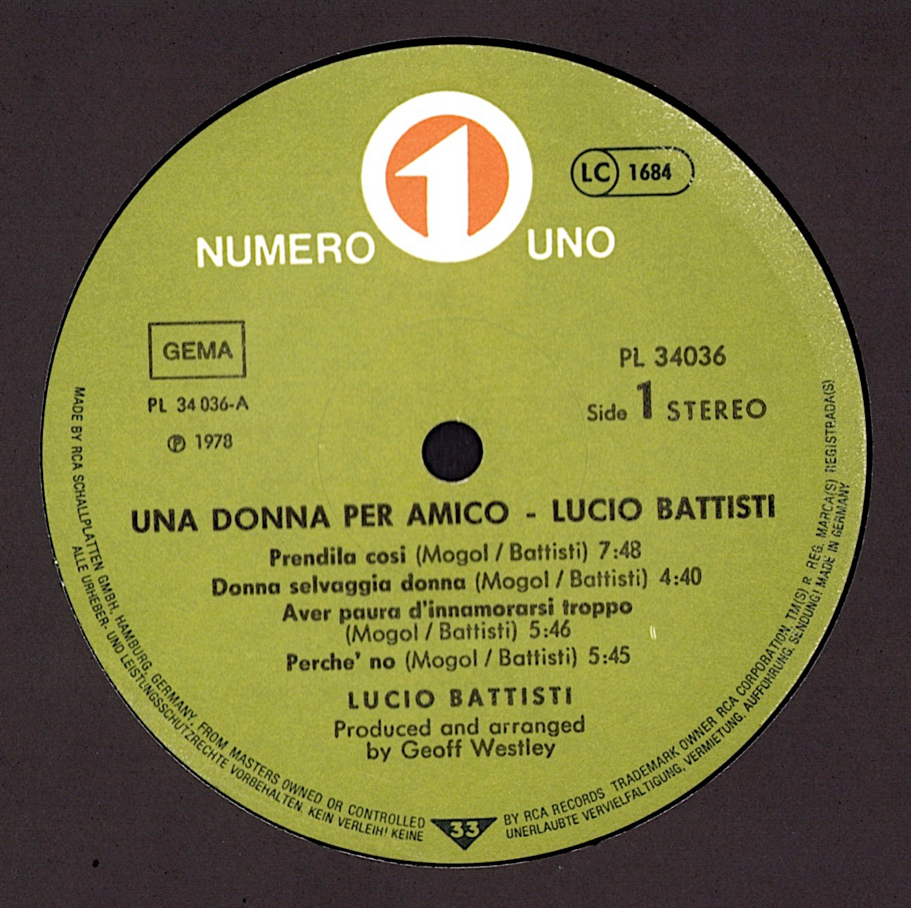 Lucio Battisti – Una Donna Per Amico Vinyl LP