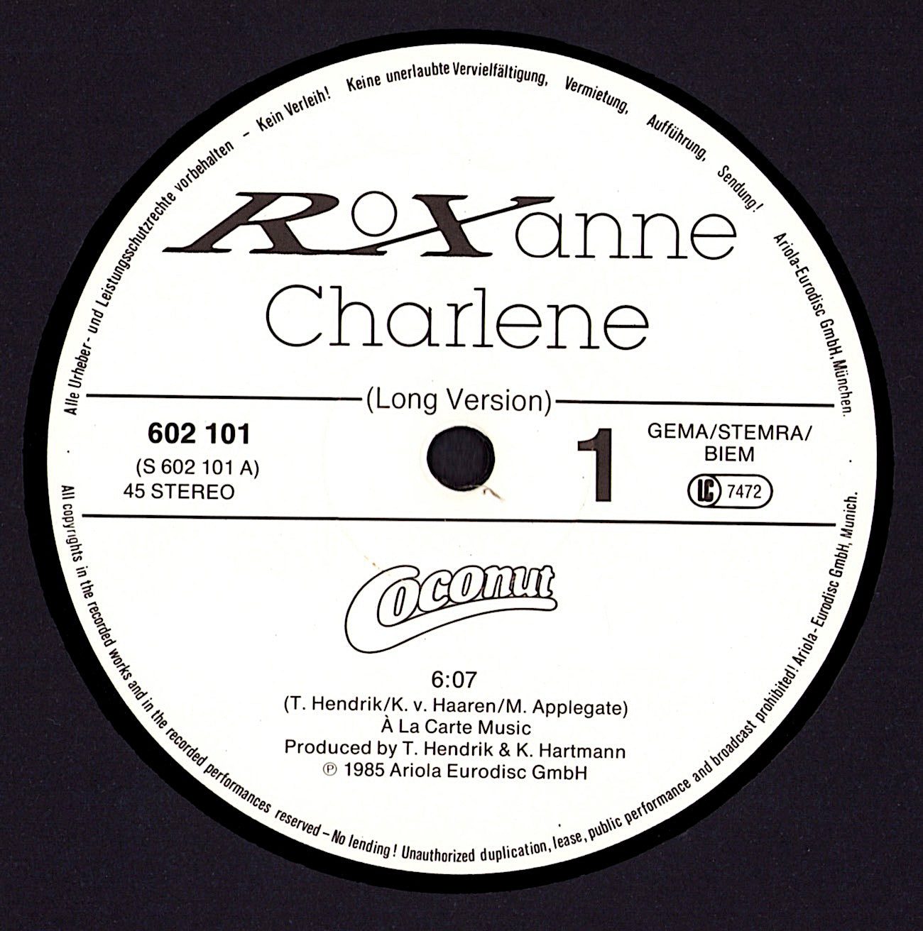 Roxanne - Charlene Long Version Vinyl 12" Maxi-Single