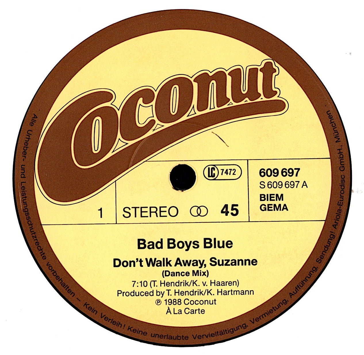 Bad Boys Blue - Don't Walk Away Suzanne Vinyl 12" Maxi-Single