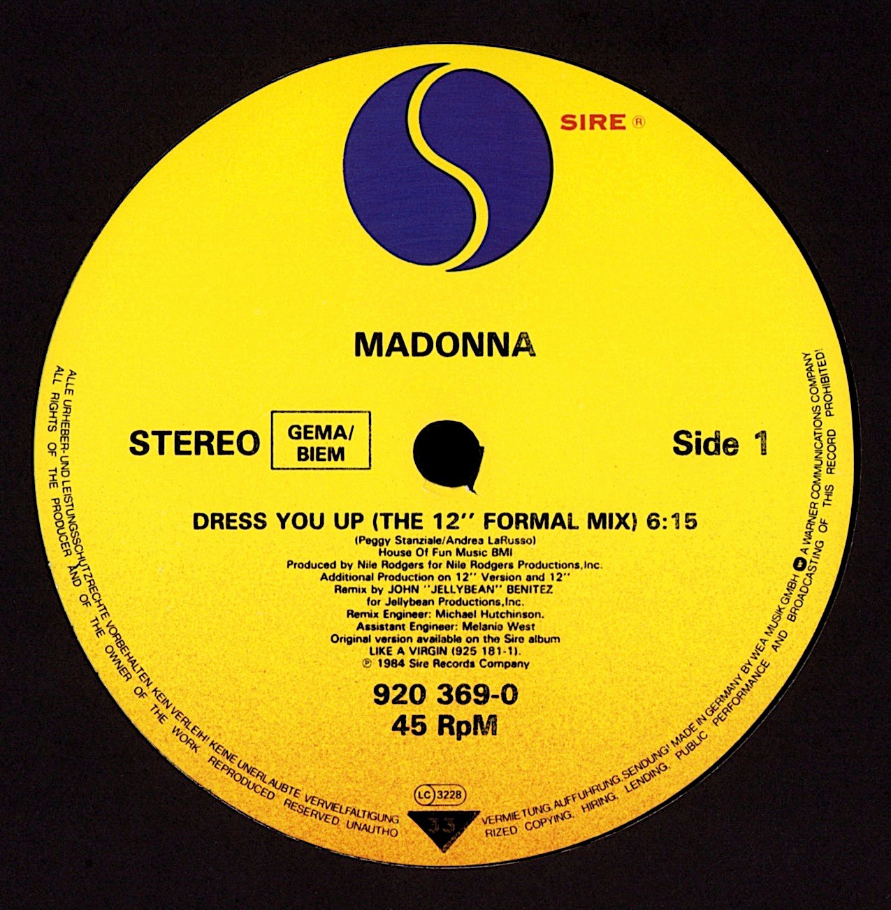 Madonna - Dress You Up The 12" Formal Mix Vinyl 12" Maxi-Single