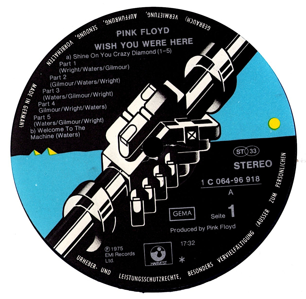 Pink Floyd - Wish You Were Here Blue Vinyl LP Limited Edition