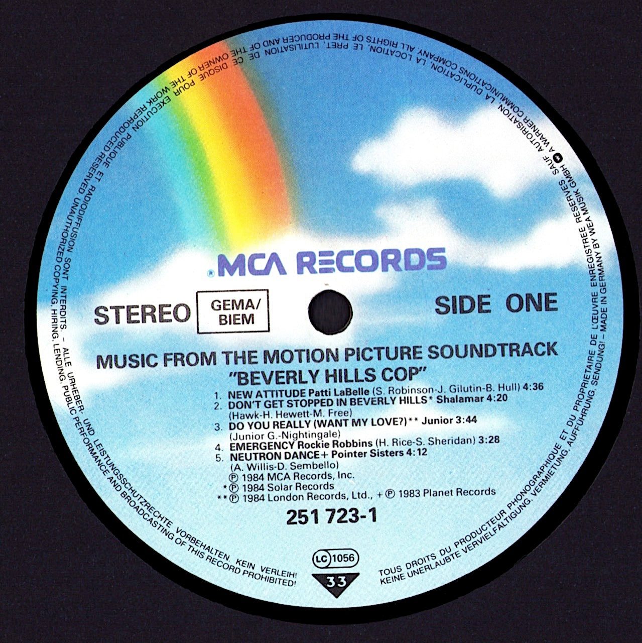 Beverly Hills Cop Music From The Motion Picture Soundtrack Vinyl LP