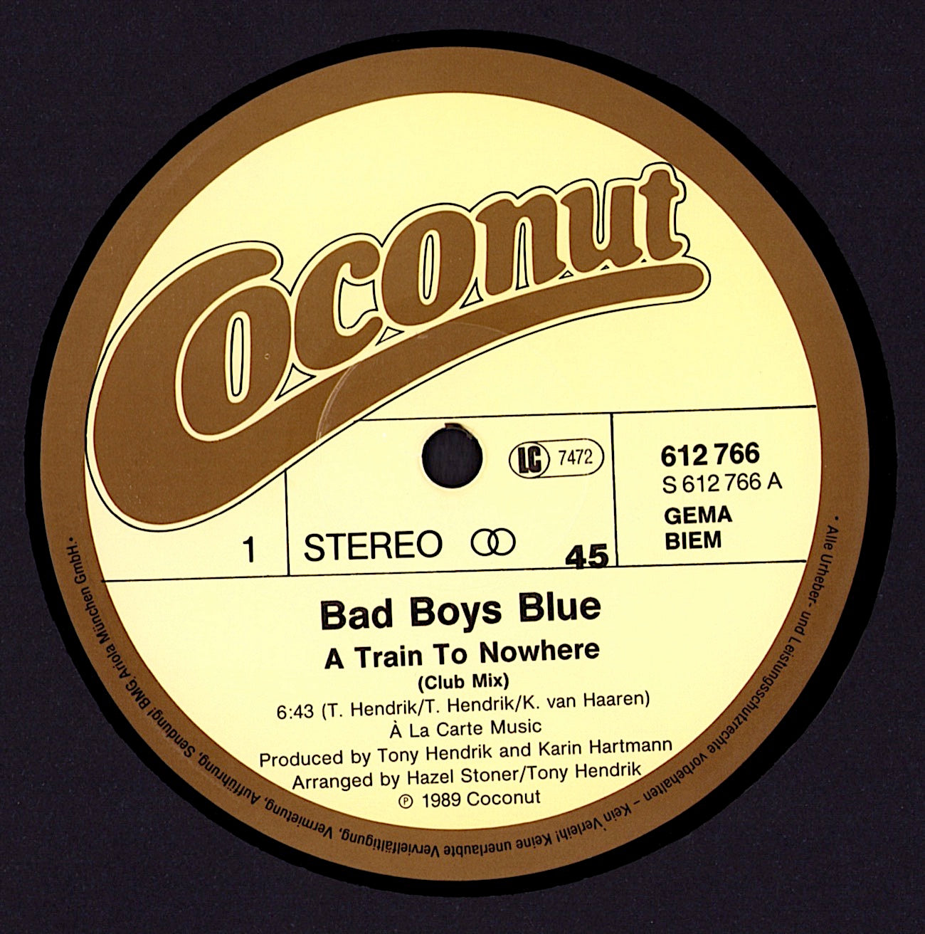 Bad Boys Blue – A Train To Nowhere Vinyl 12" Maxi-Single