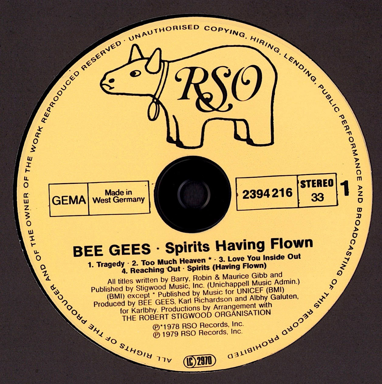 Bee Gees - Spirits Having Flown Vinyl LP Kopie