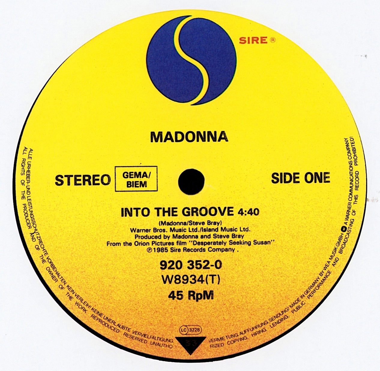 Madonna - Into The Groove Vinyl 12" Maxi-Single