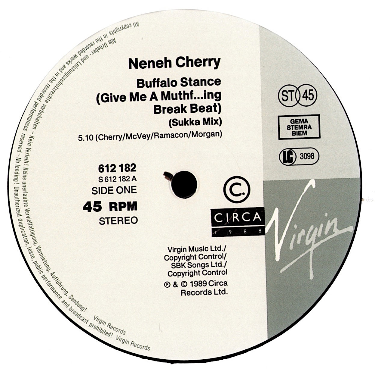 Neneh Cherry – Buffalo Stance Remix Half Way To House Vinyl 12" Maxi-Single