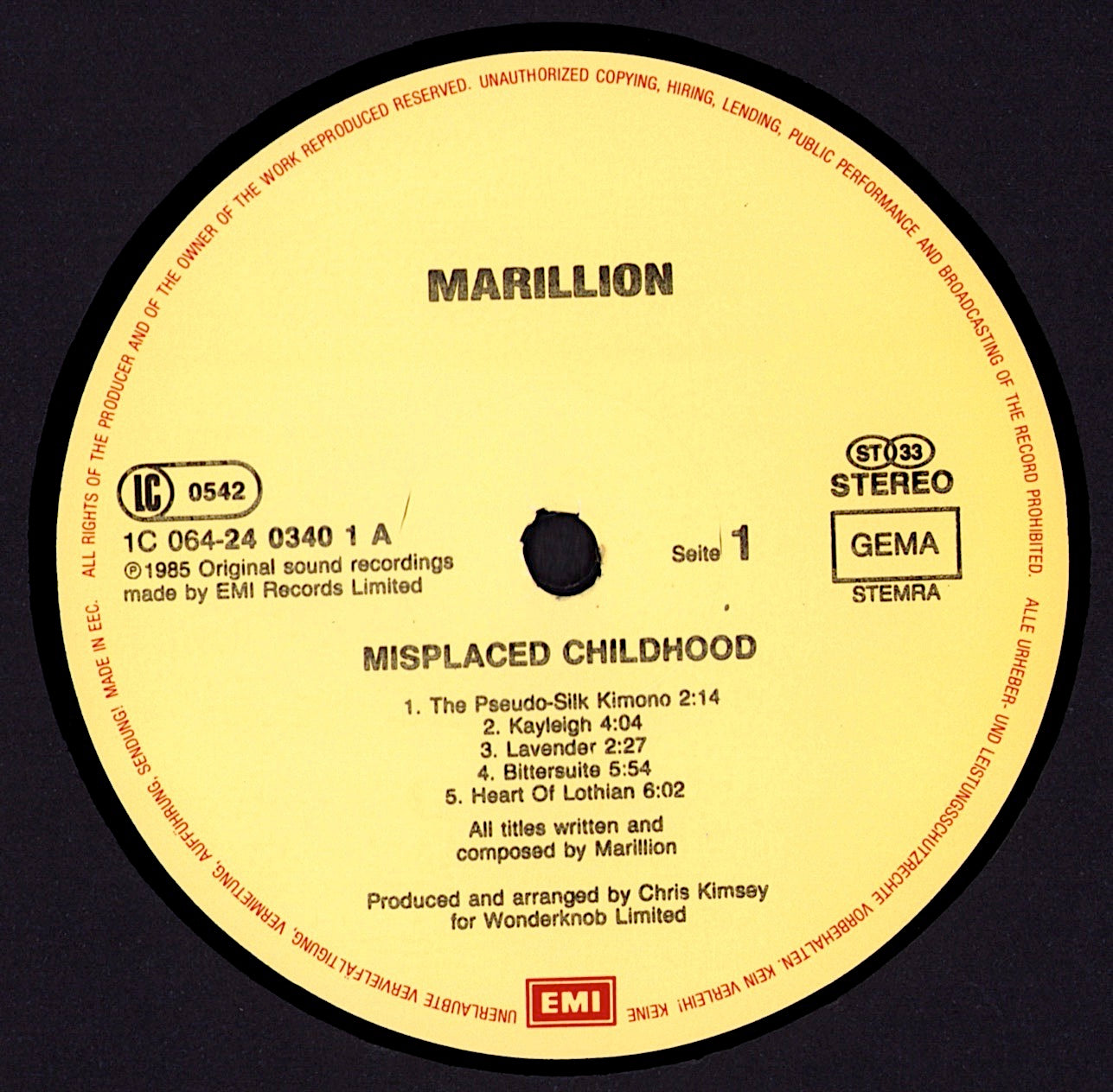 Marillion - Misplaced Childhood Vinyl LP