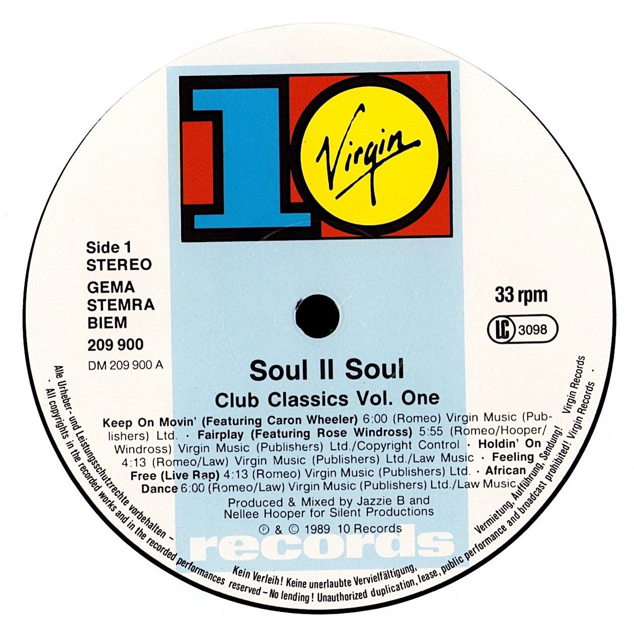 Soul II Soul - Club Classics Vol. One Vinyl LP