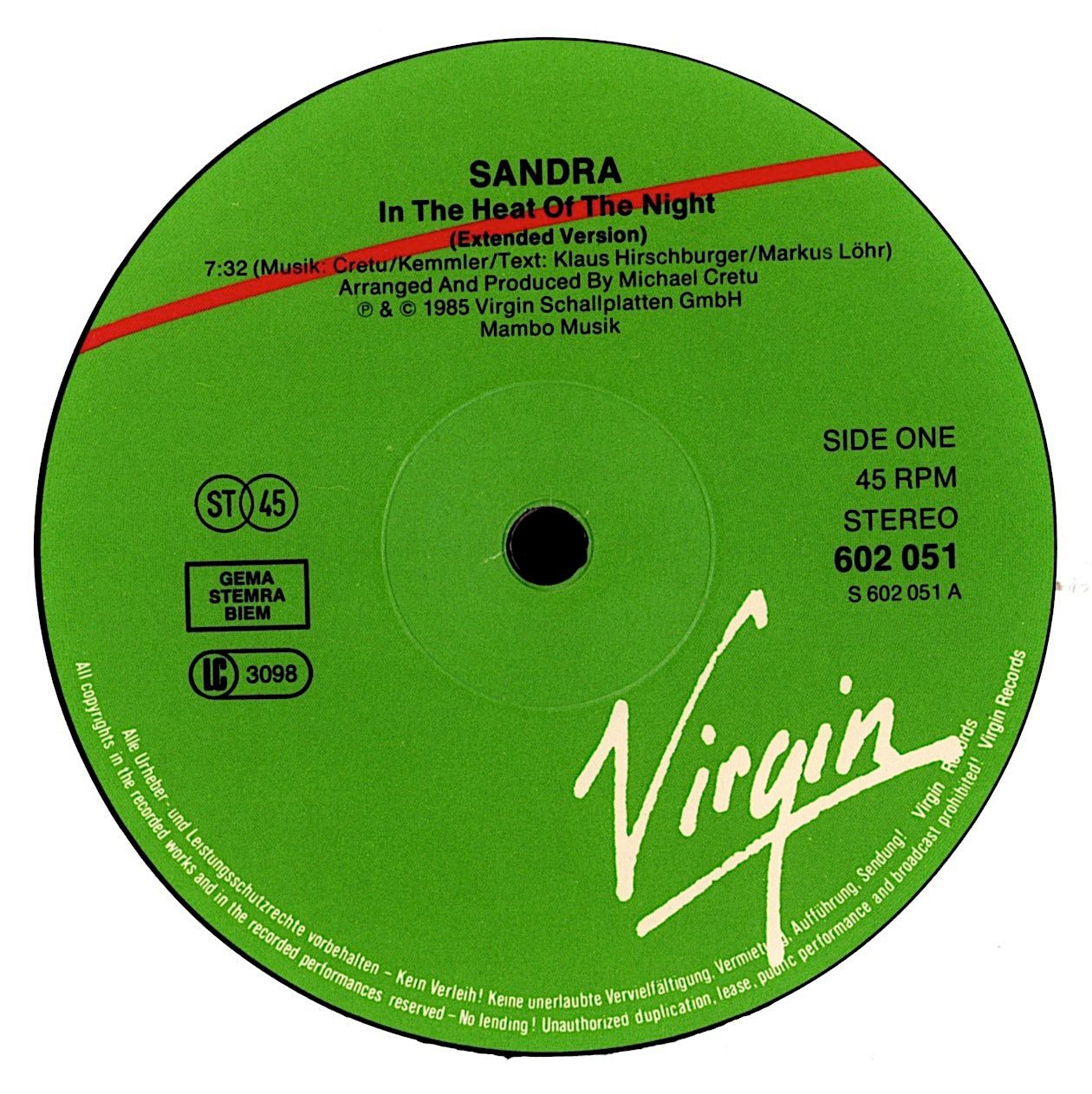 Sandra - In The Heat Of The Night Vinyl 12" Maxi-Single