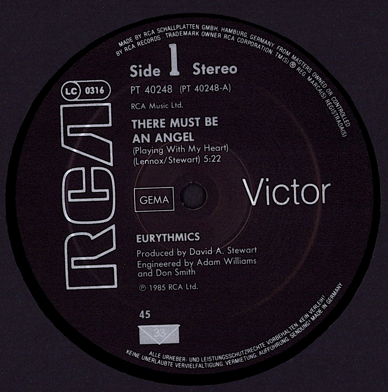 Eurythmics – There Must Be An Angel Playing With My Heart Vinyl 12"