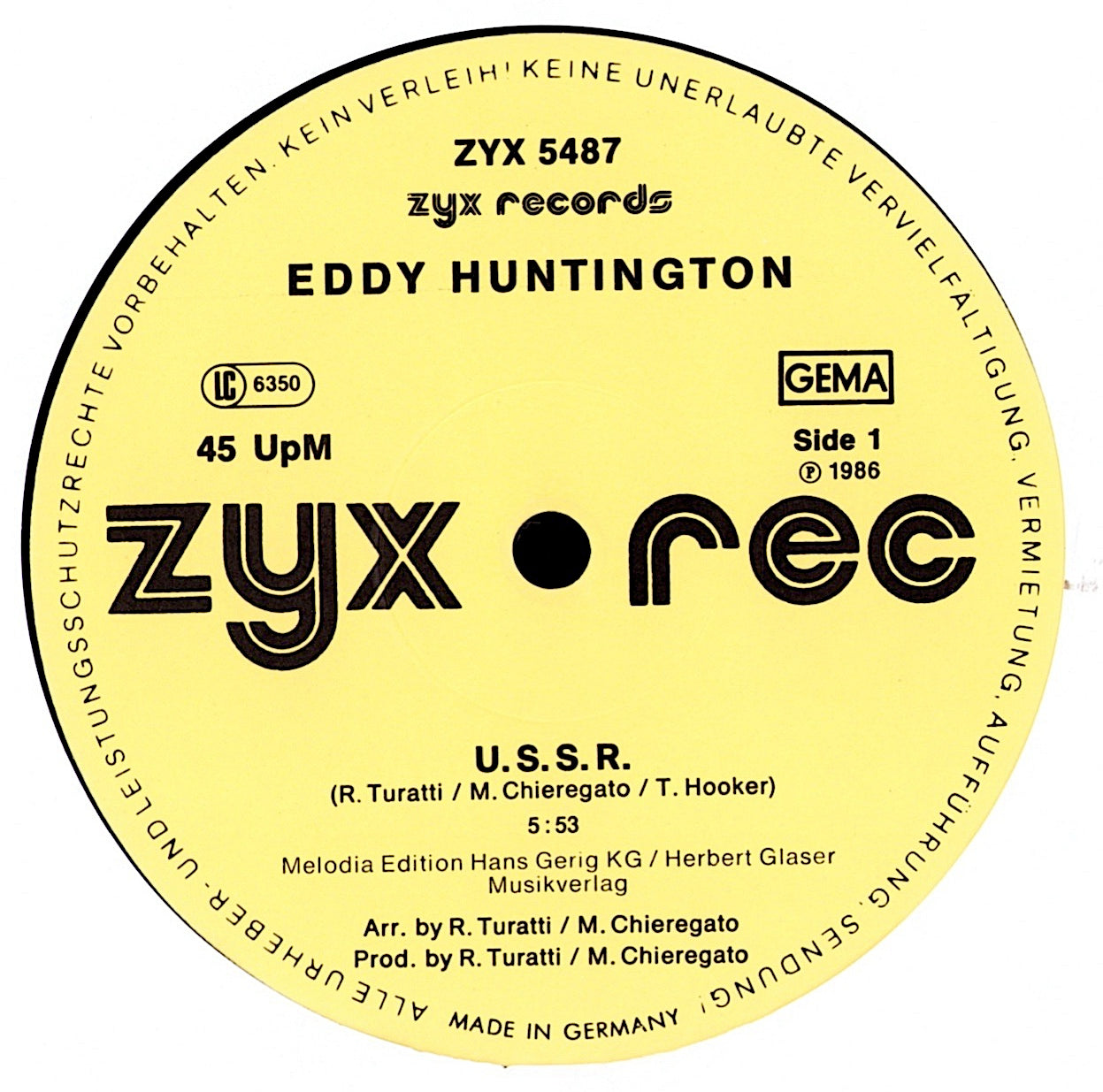 Eddy Huntington - U.S.S.R. Vinyl 12" Maxi-Single