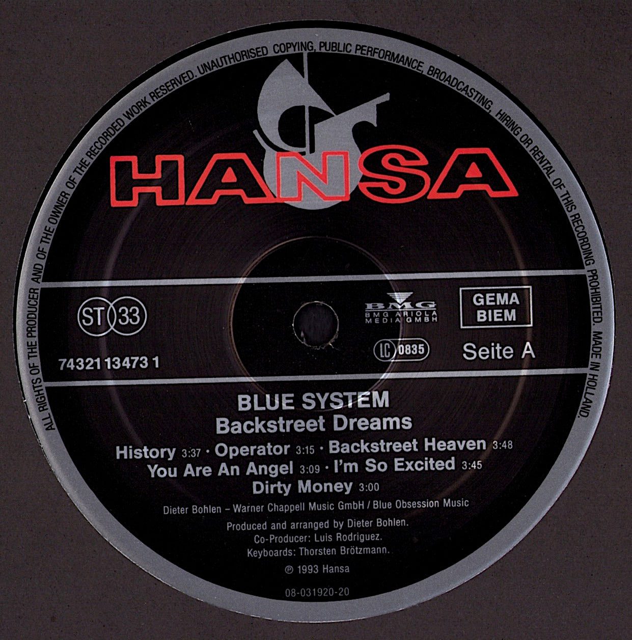 Blue System – Backstreet Dreams Vinyl LP