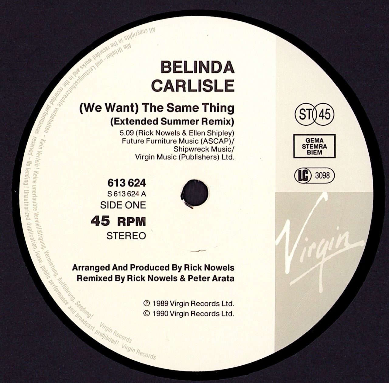 Belinda Carlisle – We Want The Same Thing Vinyl 12" Maxi-Single