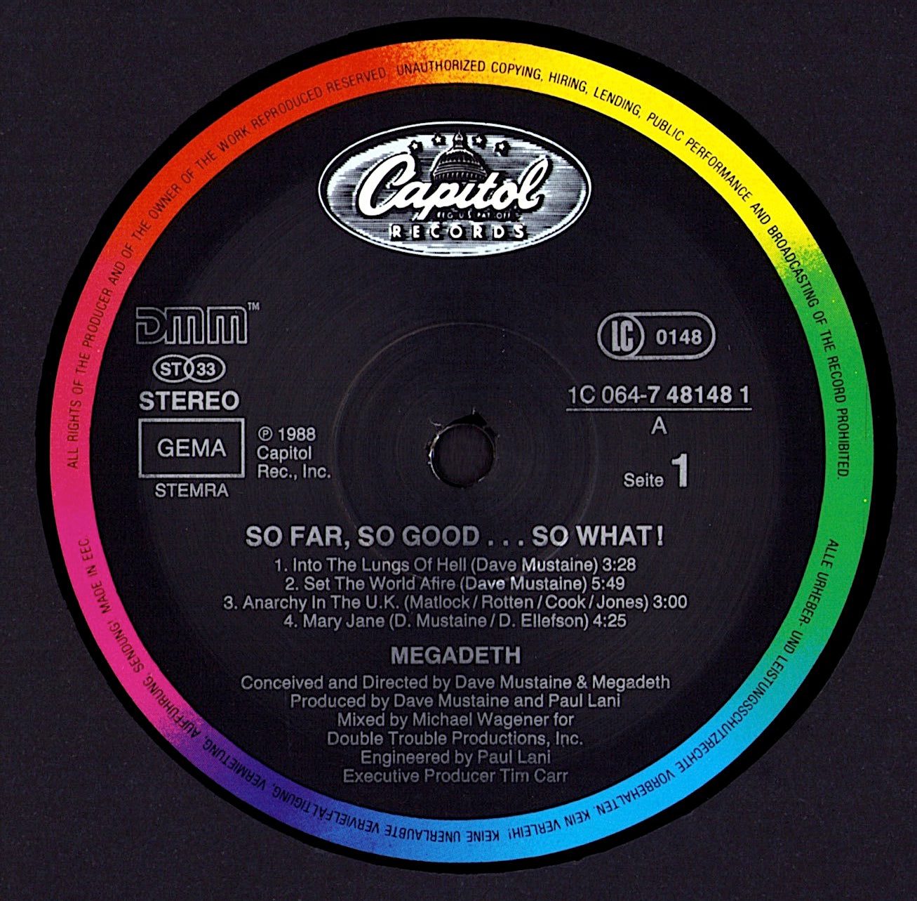 Megadeth – So Far, So Good... So What! Vinyl LP