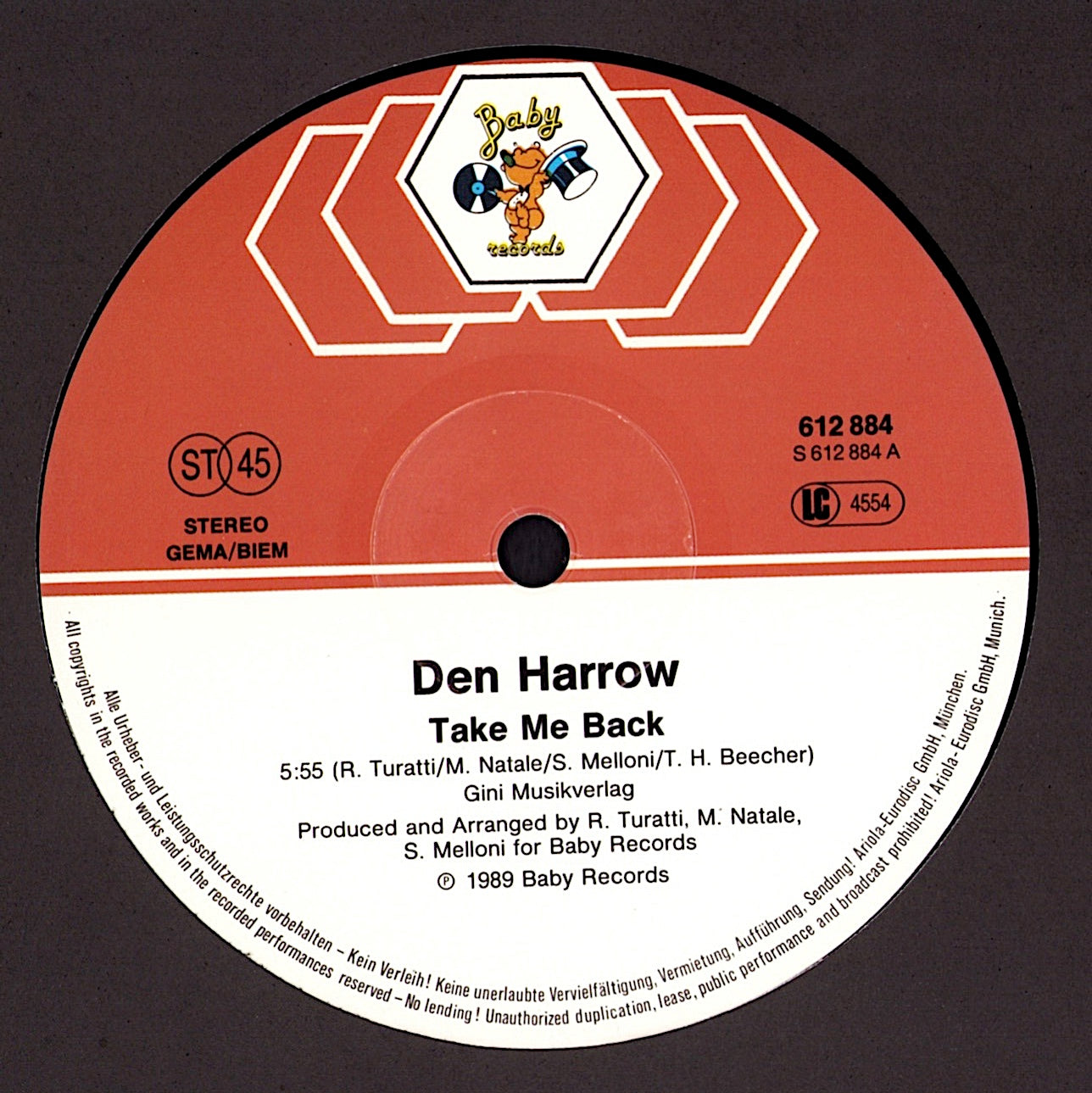 Den Harrow – Take Me Back Vinyl 12"