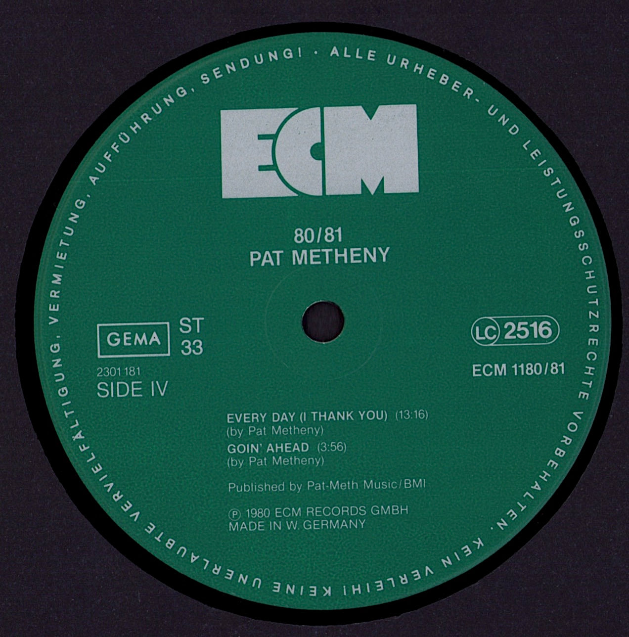 Pat Metheny, Charlie Haden, Jack DeJohnette, Dewey Redman, Mike Brecker - 80/81 Vinyl LP Kopie