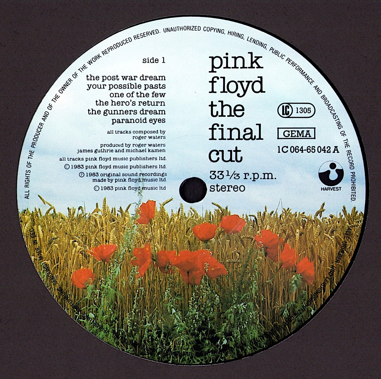 Pink Floyd - The Final Cut Vinyl LP Kopie