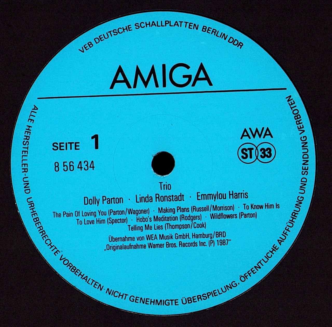 Dolly Parton · Linda Ronstadt · Emmylou Harris – Trio Vinyl LP Kopie