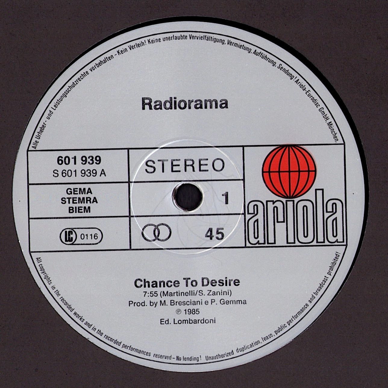 Radiorama - Chance To Desire Vinyl 12"