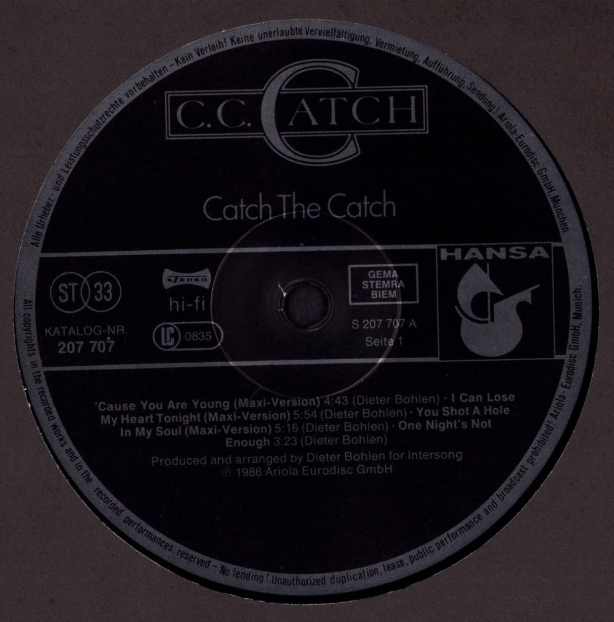 C.C. Catch – Catch The Catch Vinyl LP