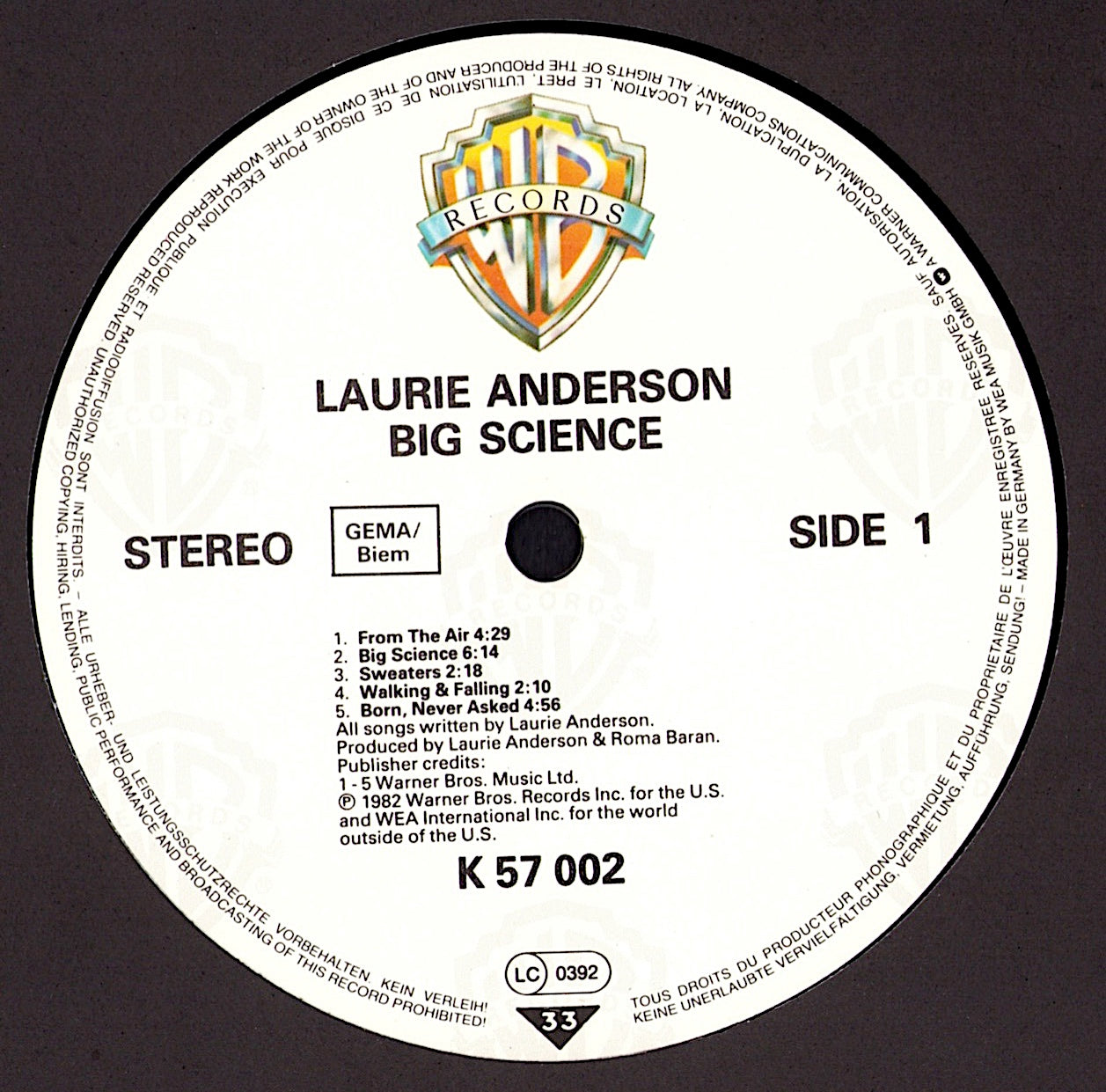 Laurie Anderson – Big Science Vinyl LP Kopie