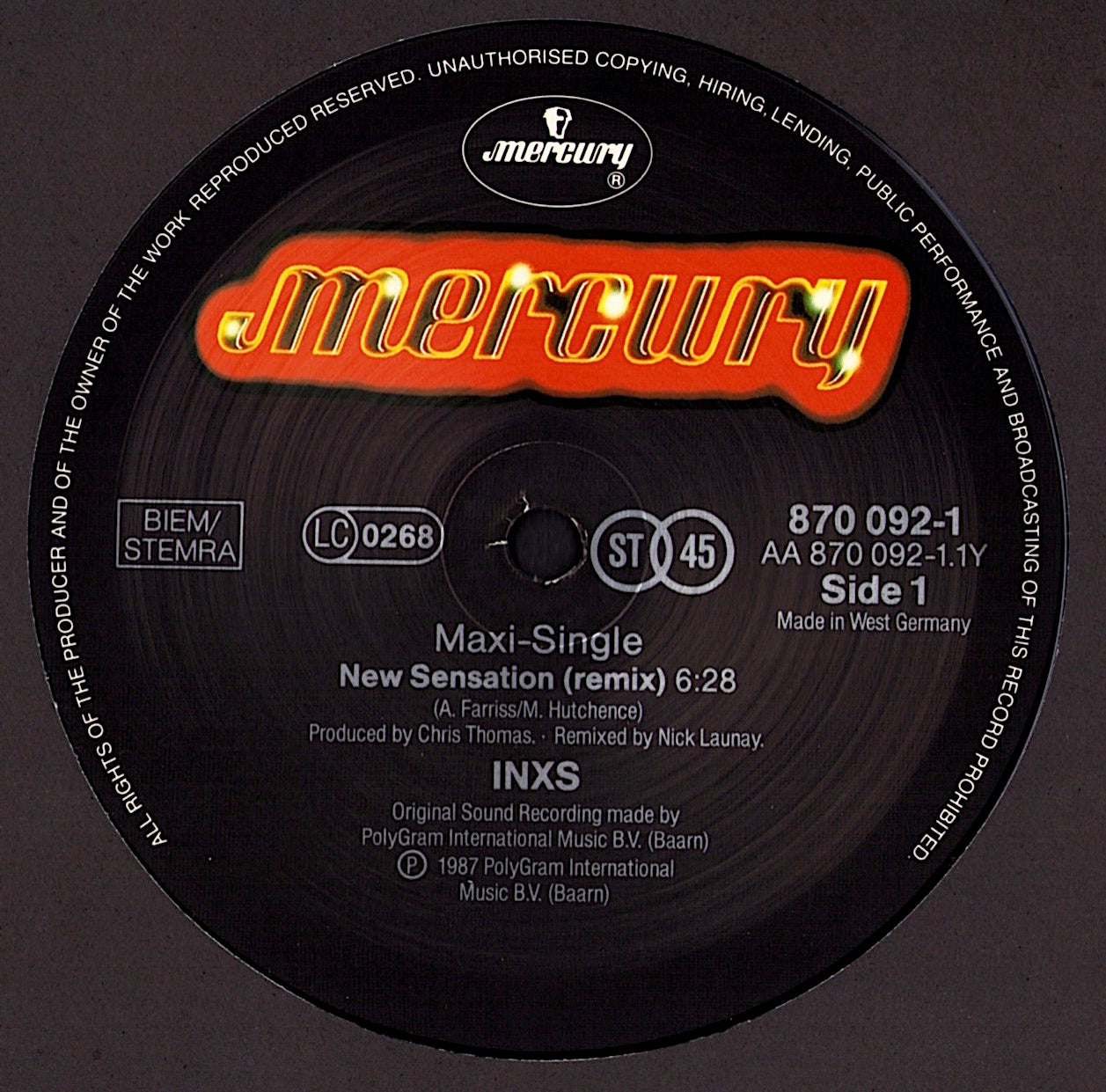 INXS - New Sensation Remix Vinyl 12" Maxi-Single Kopie