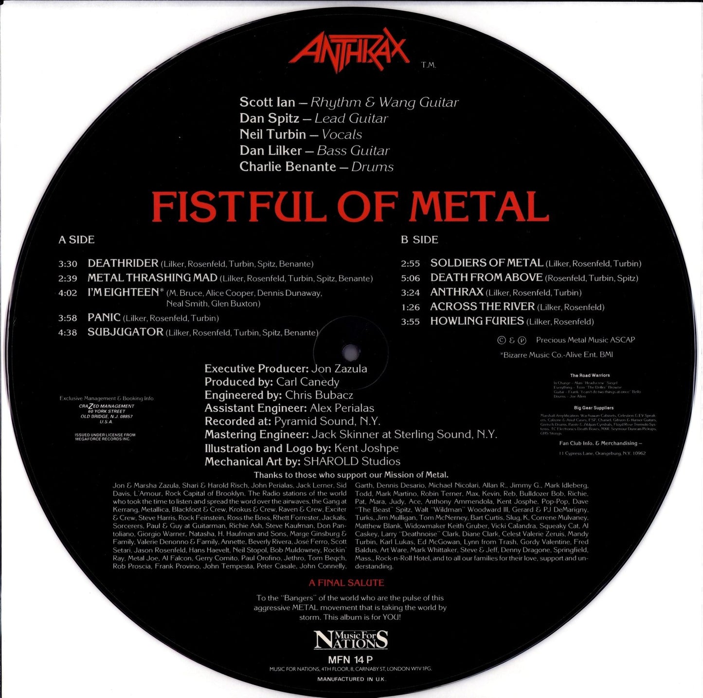 Anthrax – Fistful Of Metal Picture Disc LP