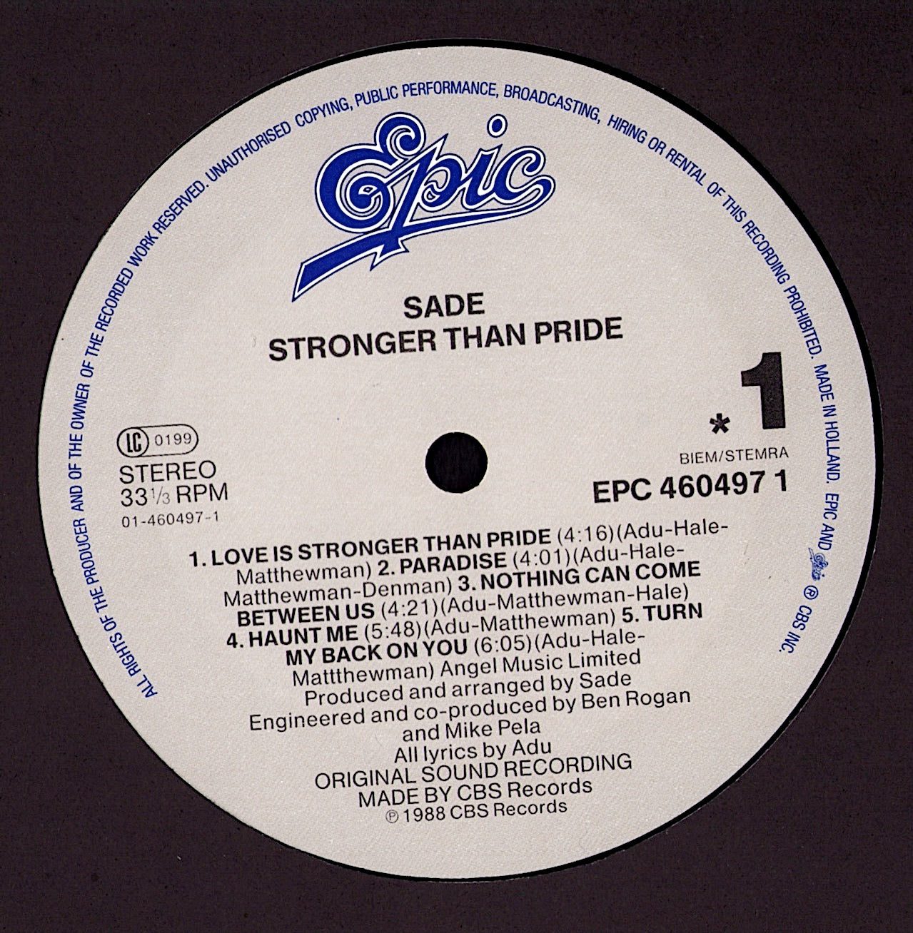 Sade - Stronger Than Pride Vinyl LP EU Kopie