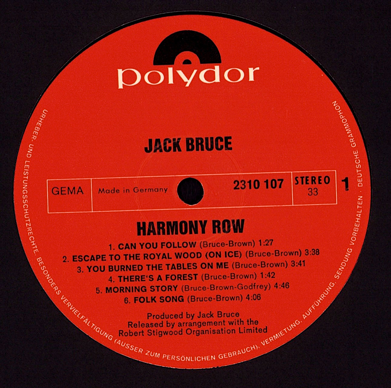 Jack Bruce – Harmony Row Vinyl LP