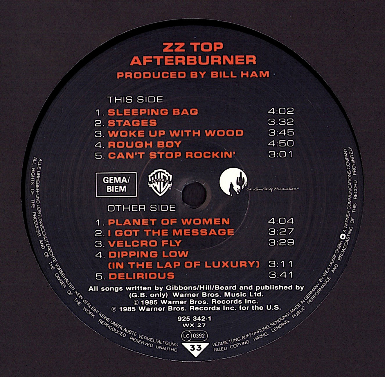 ZZ Top - Afterburner Vinyl LP Kopie