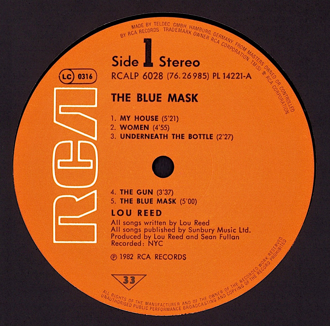 Lou Reed - The Blue Mask Vinyl LP