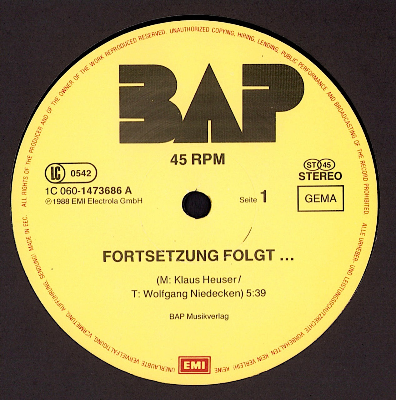 BAP - Fortsetzung Folgt ... Extended Version Vinyl 12" Maxi-Single