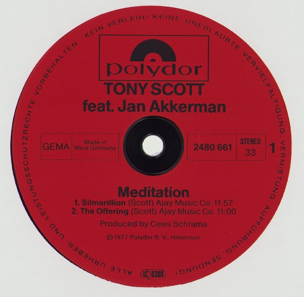 Tony Scott Featuring Jan Akkerman - Meditation Vinyl LP DE
