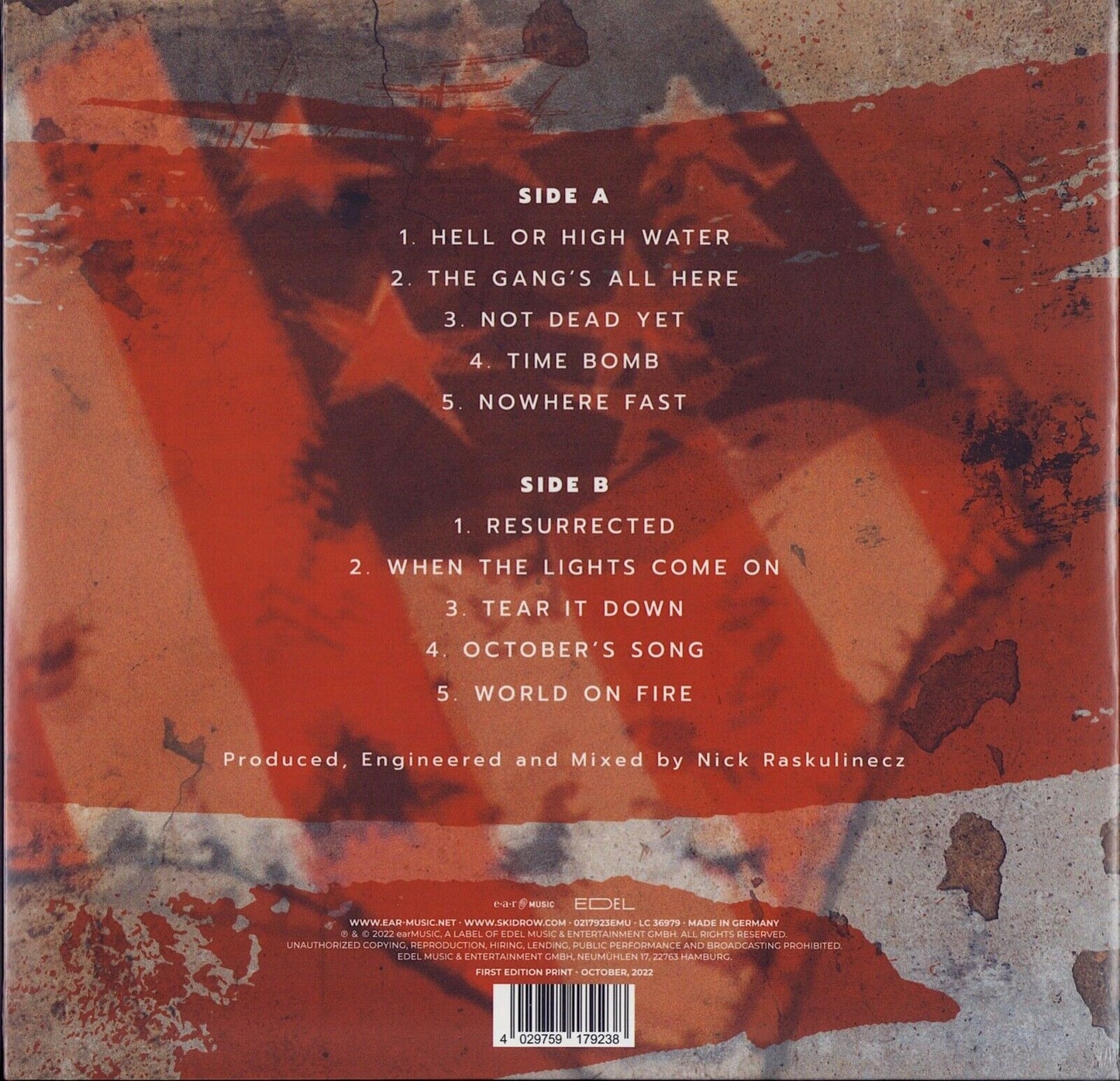 Skid Row - The Gang's All Here Red Transparent Vinyl LP Limited Edition