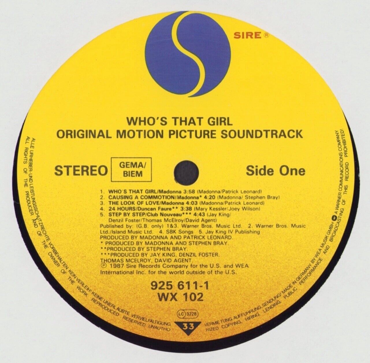 Madonna - Who´s That Girl Original Motion Picture Soundtrack Vinyl LP