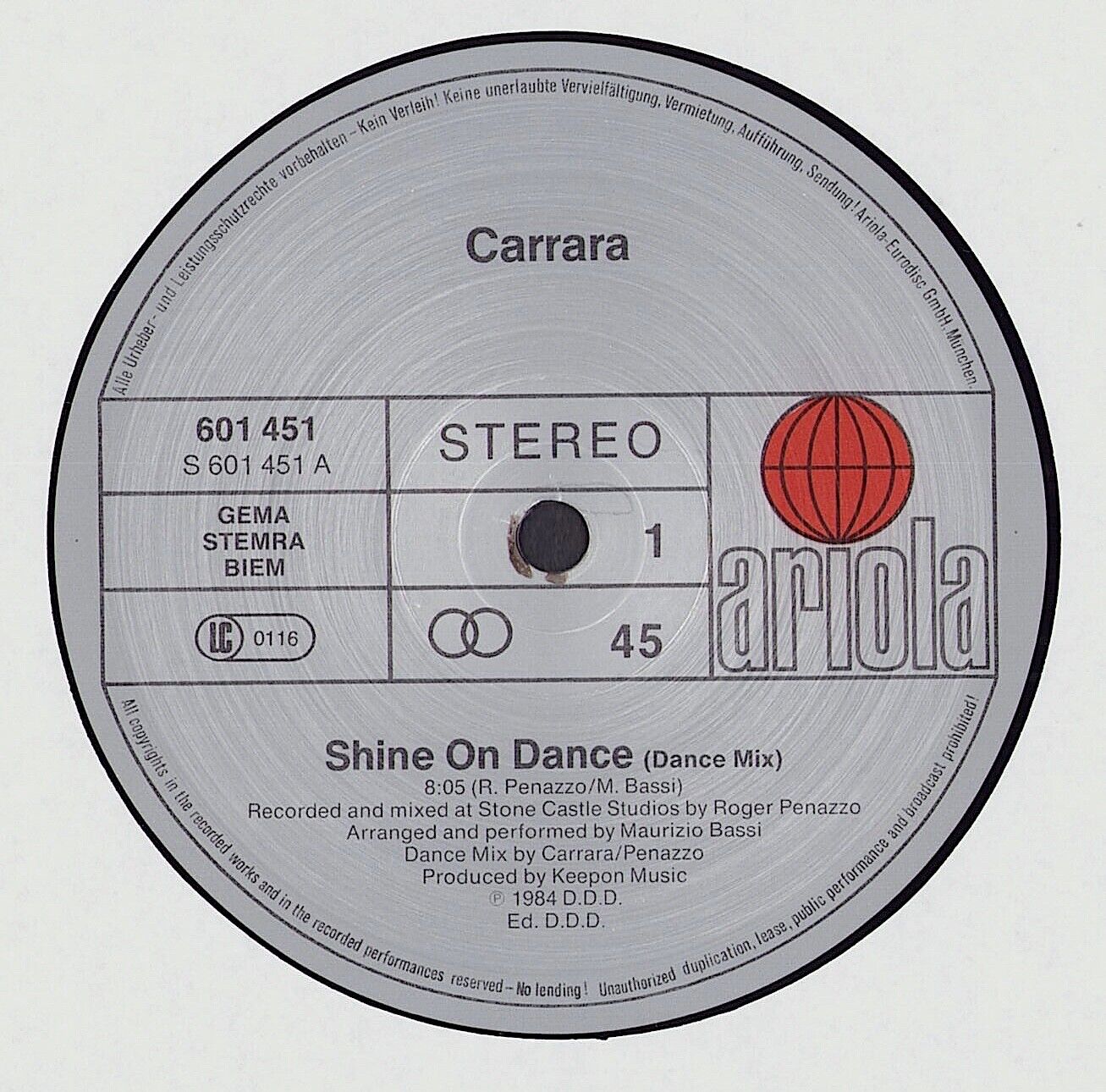 Carrara - Shine On Dance Vinyl 12"