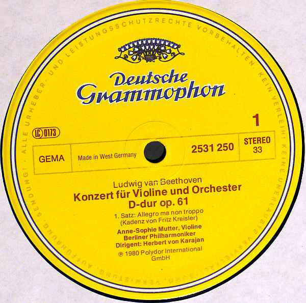 Ludwig van Beethoven - Anne-Sophie Mutter ∙ Berliner Philharmoniker ∙ Herbert von Karajan - Violinkonzert ∙ Violin Concert Vinyl LP