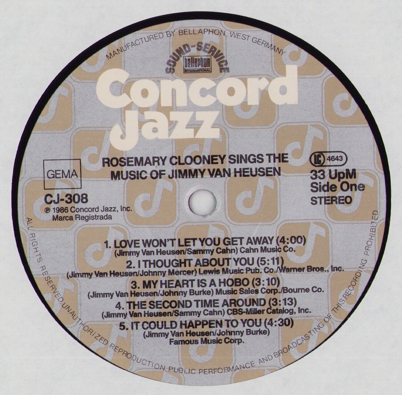 Rosemary Clooney - Rosemary Clooney Sings The Music Of Jimmy Van Heusen Vinyl LP