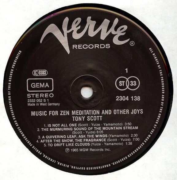 Tony Scott · Shinichi Yuize · Hozan Yamamoto – Music For Zen Meditation And Other Joys Vinyl LP